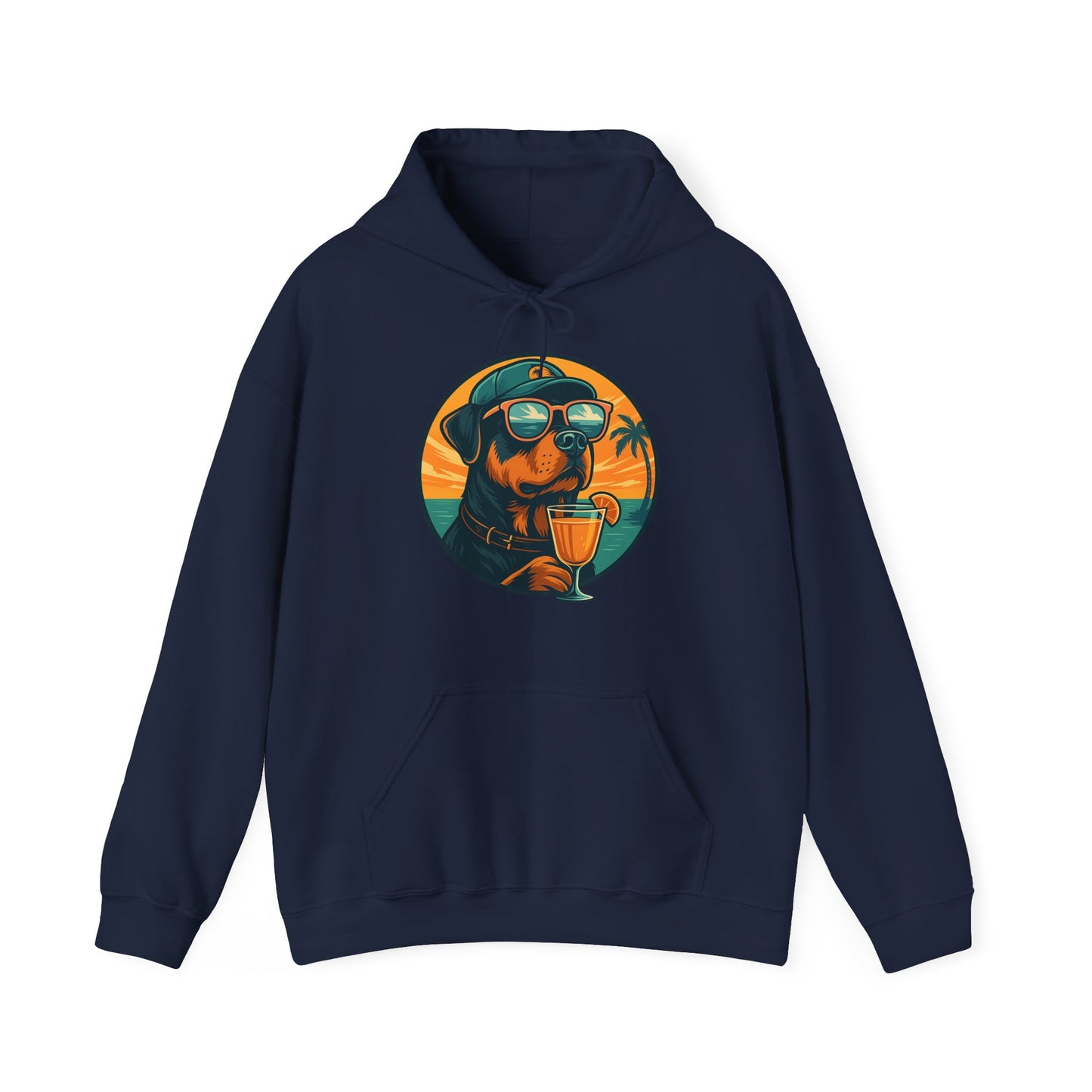 Beach Rottie Vibes – Front Print Hoodie by Tanky & Co.