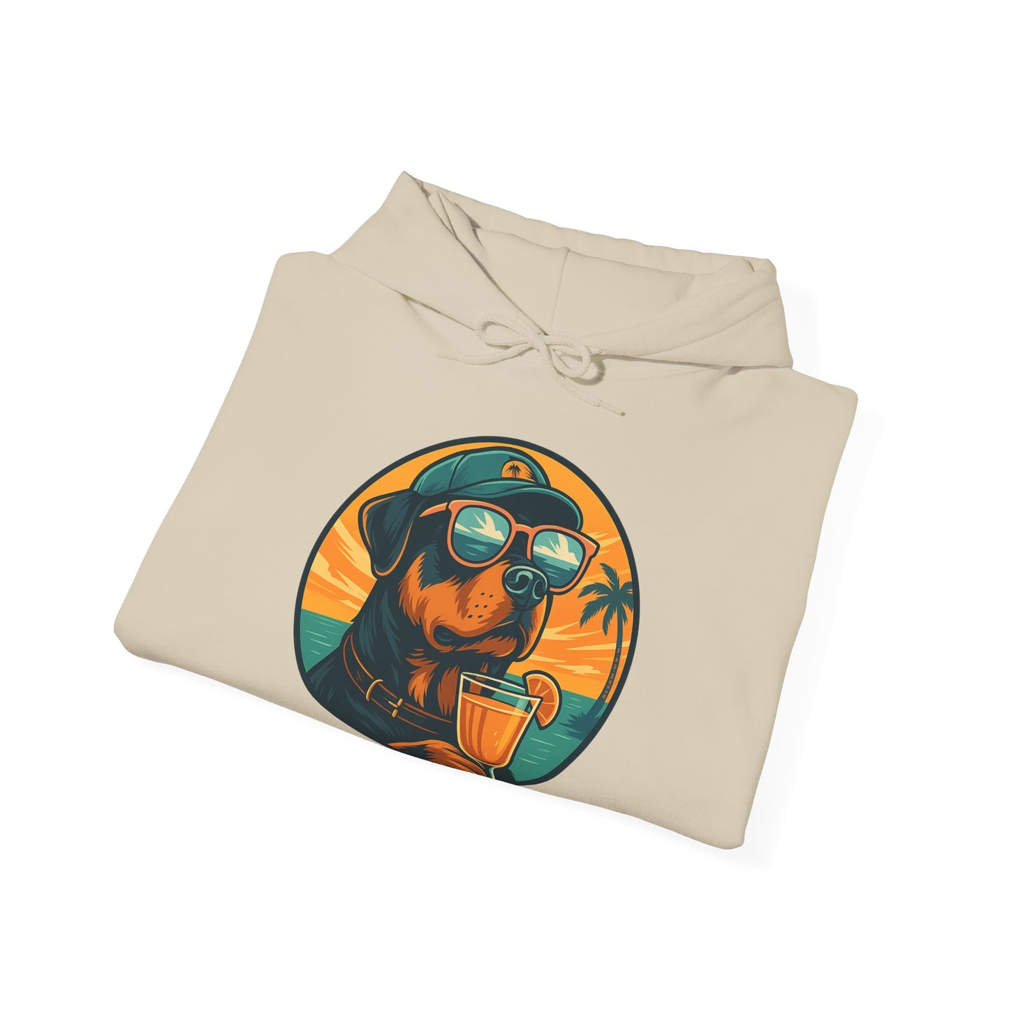 Beach Rottie Vibes – Front Print Hoodie by Tanky & Co.