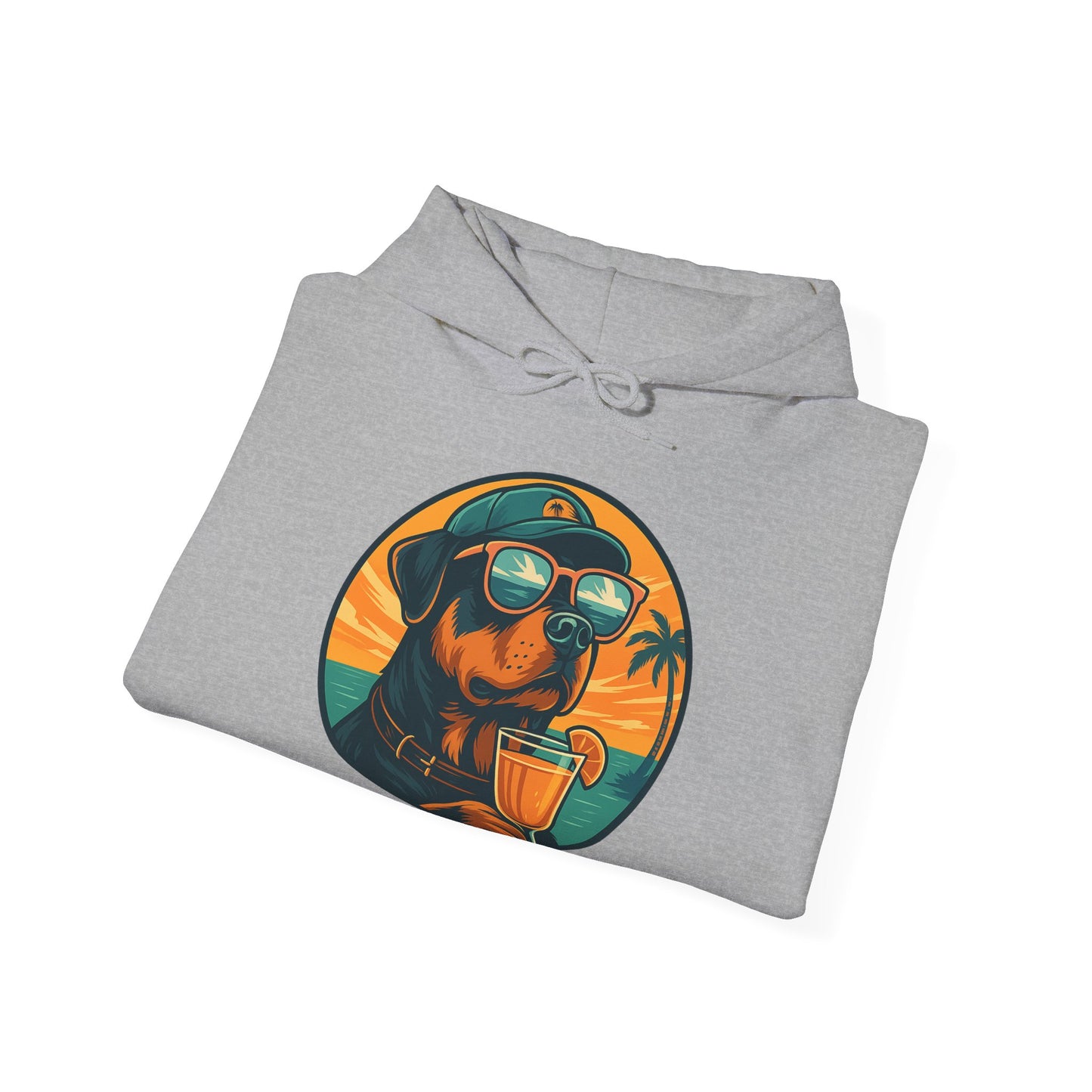 Beach Rottie Vibes – Front Print Hoodie by Tanky & Co.