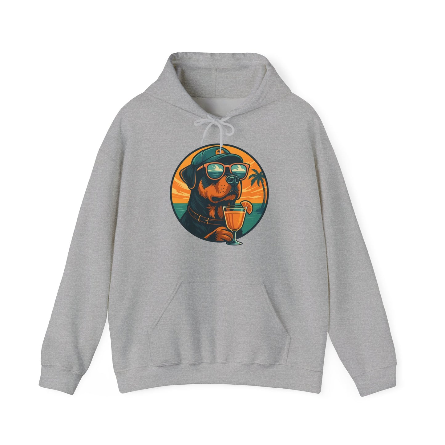 Beach Rottie Vibes – Front Print Hoodie by Tanky & Co.