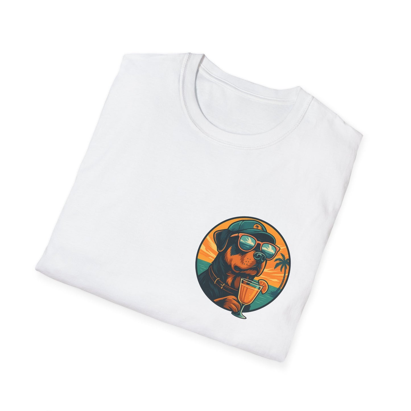 Beach Mode Rottie – Pocket Vibes Tee by Tanky & Co.