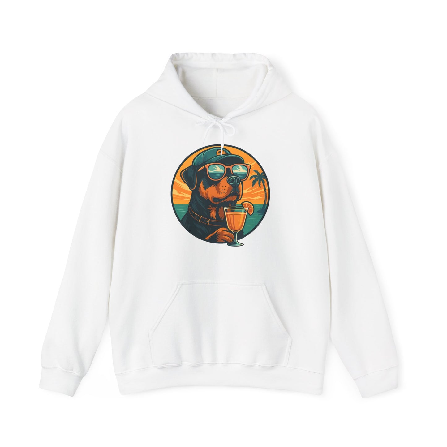 Beach Rottie Vibes – Front Print Hoodie by Tanky & Co.