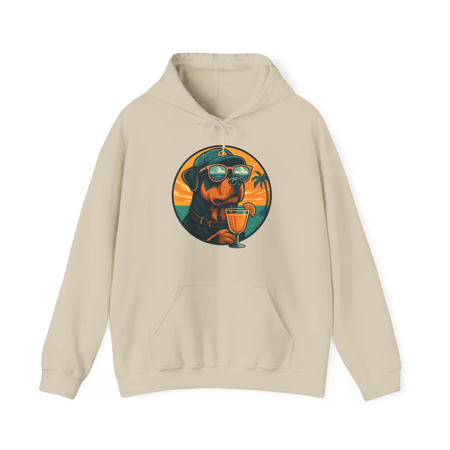 Beach Rottie Vibes – Front Print Hoodie by Tanky & Co.