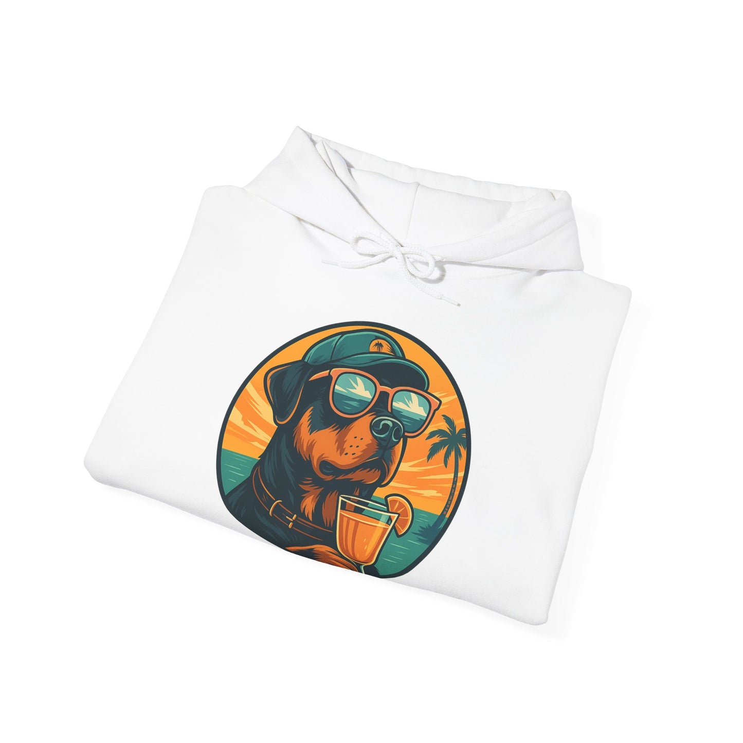 Beach Rottie Vibes – Front Print Hoodie by Tanky & Co.