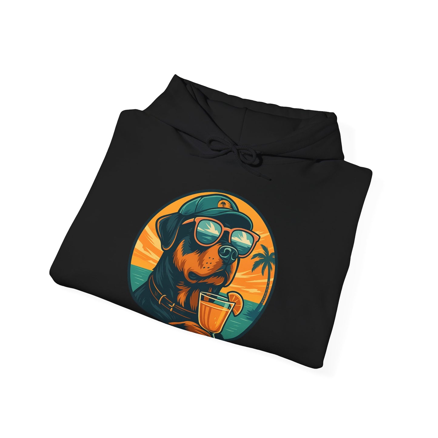 Beach Rottie Vibes – Front Print Hoodie by Tanky & Co.